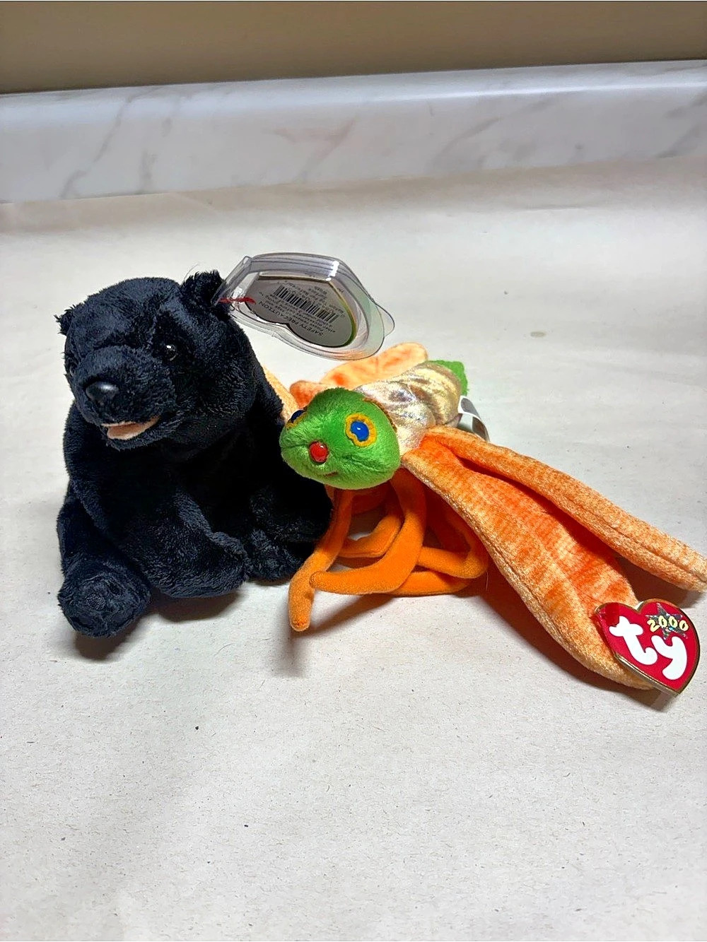 Ty Glow the Firefly & Black Bear Plush Set